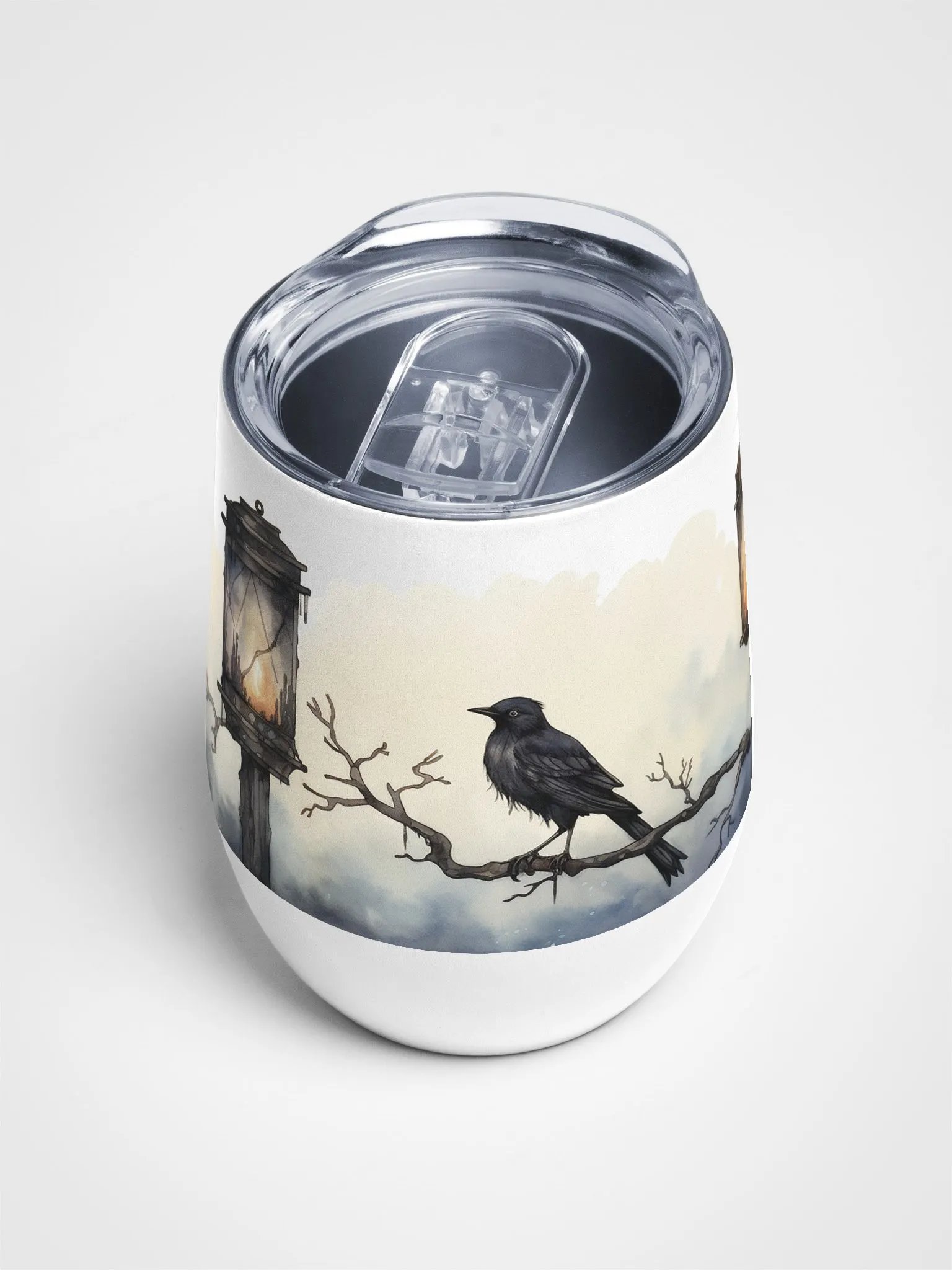 Dreamy Wine Tumbler with Lantern and Black Bird product image (4)