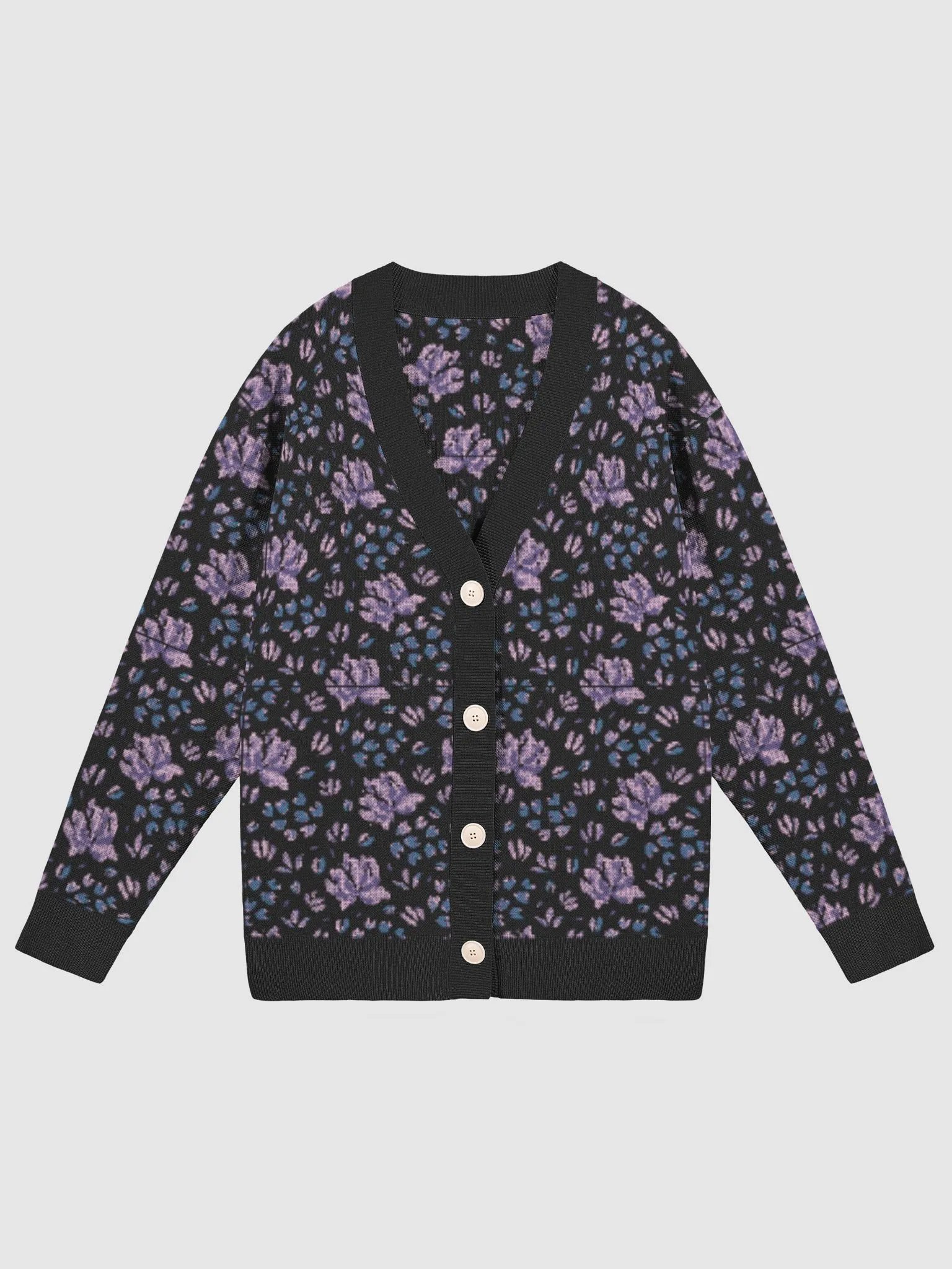 Purple Floral Cardigan Sweater product image (13)