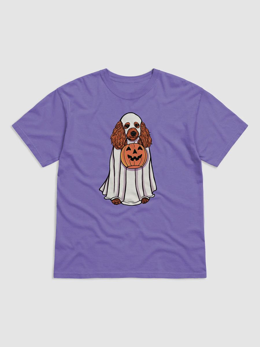 Funny Halloween Poodle(Red) T-Shirt | Funny Papillon Wearing a Ghost Costume and Holding a Pumpkin Basket product image (27)
