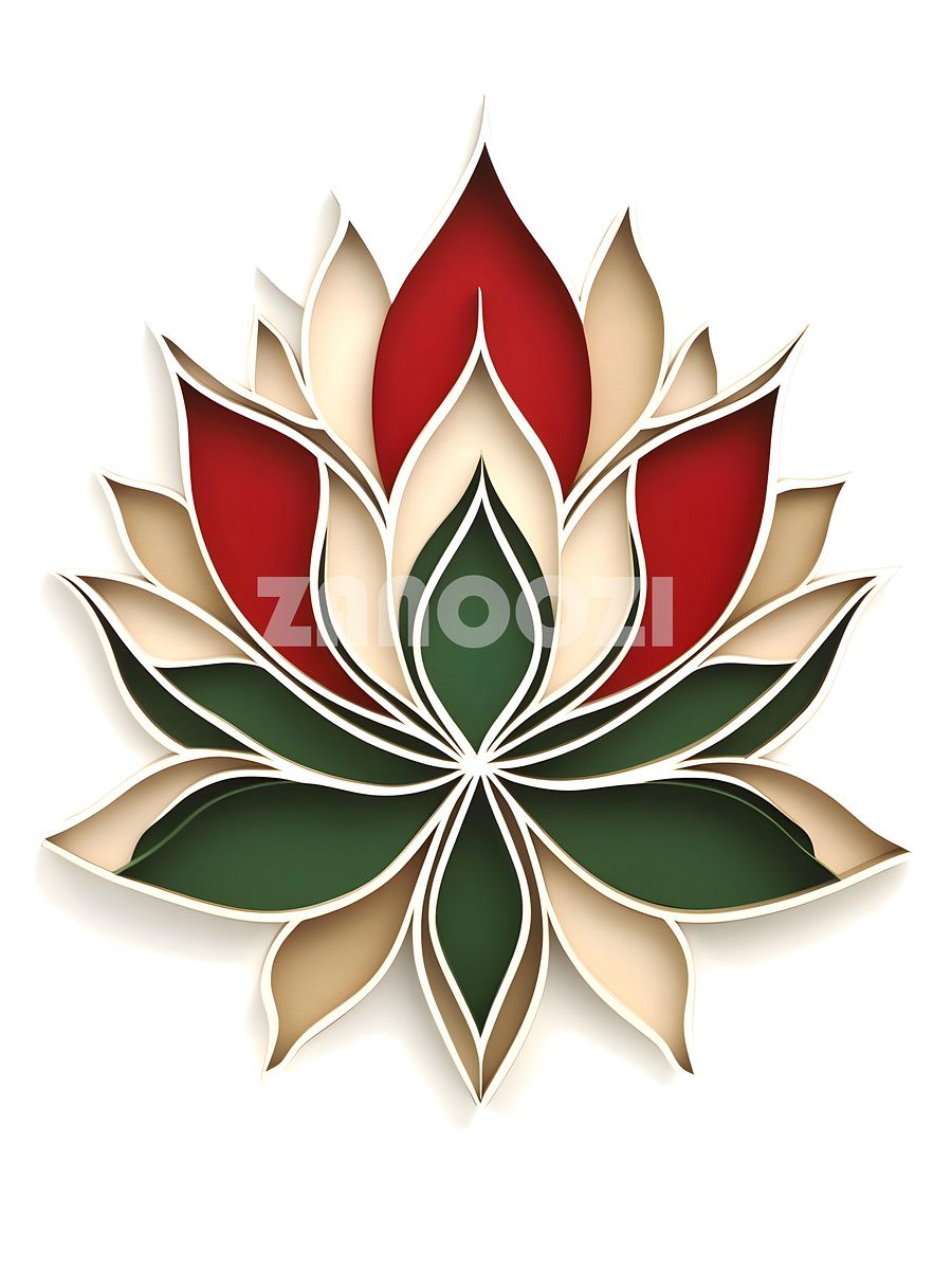 Paper Cut Flower Template – Elegant Red Lotus product image (1)
