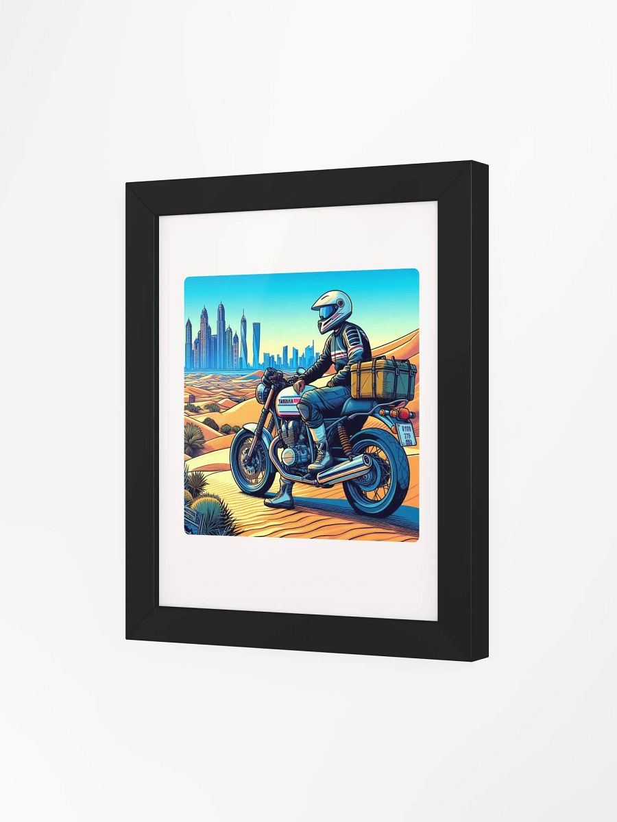 Desert Rider Adventure Poster | biker in dubai city by AI product image (70)