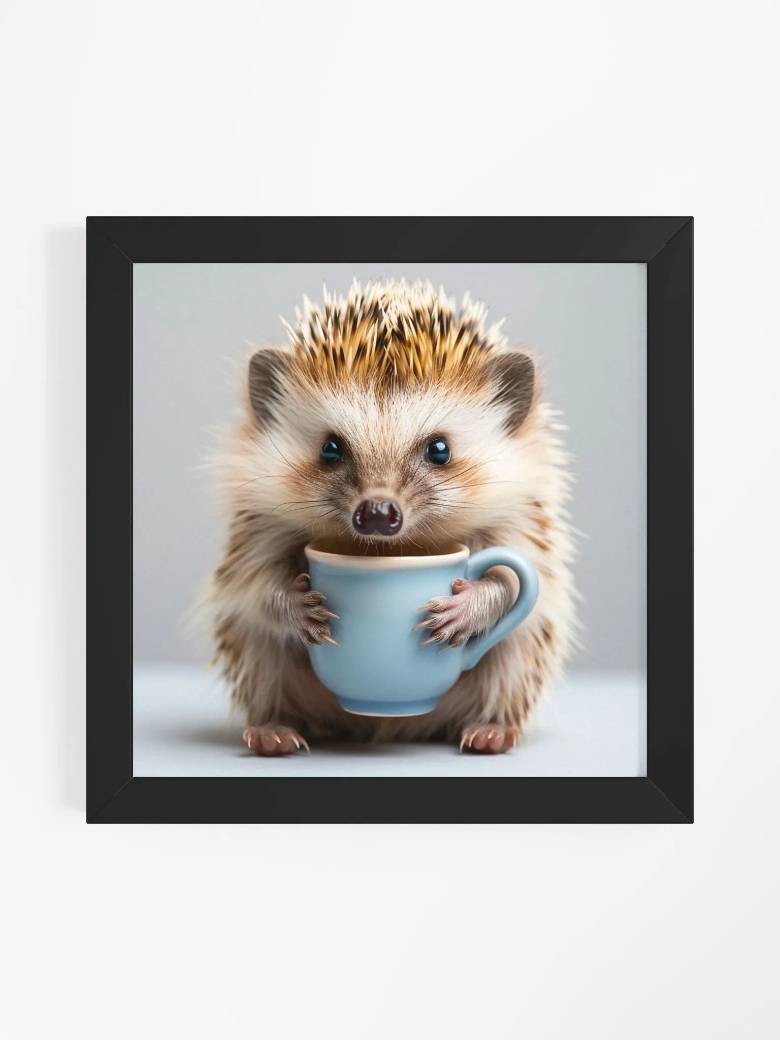 Cute Coffee Lover Baby Hedgehog Framed Wall Art product image (7)