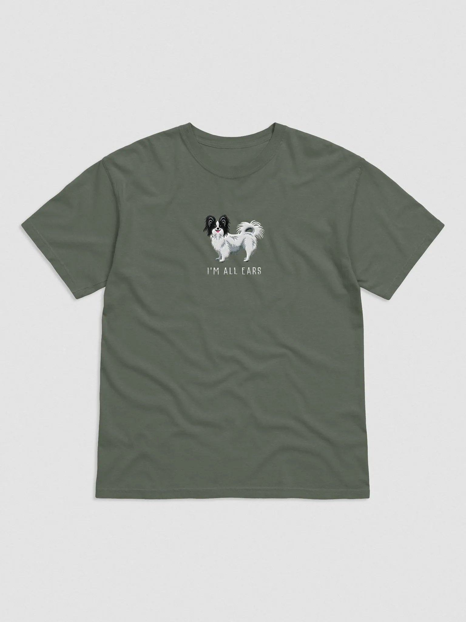 I'm All Ears T-Shirt(Embroidered) of a Papillon(Black & White) product image (4)