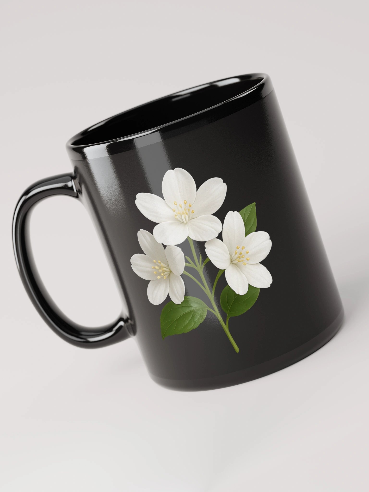 Floral Elegance Black Glossy Mug product image (6)