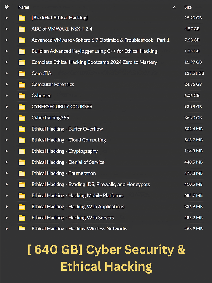 640 GB Cybersecurity & Ethical Hacking Resource Collection product image (2)