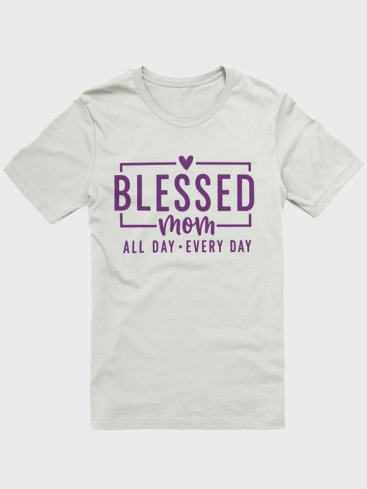 Blessed Mom T-Shirt | Framed Heart Script Design | All Day Every Day Motherhood Tee product image (1)