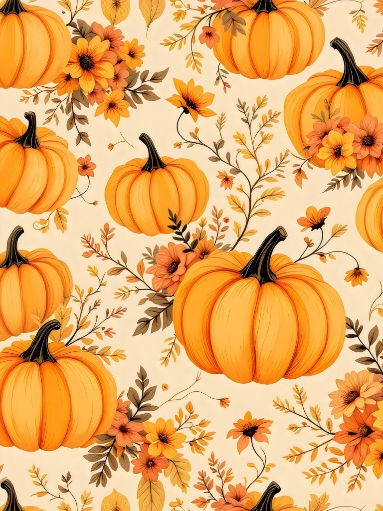 14 Autumn Pumpkin Floral Pattern - Vintage Harvest Season Aesthetic product image (5)
