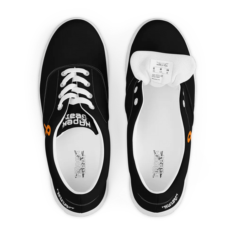 White HApex Gear White Logo Cancer Awareness Orange Ribbon. Black Men's Lace-Up Canvas Shoes product image (7)