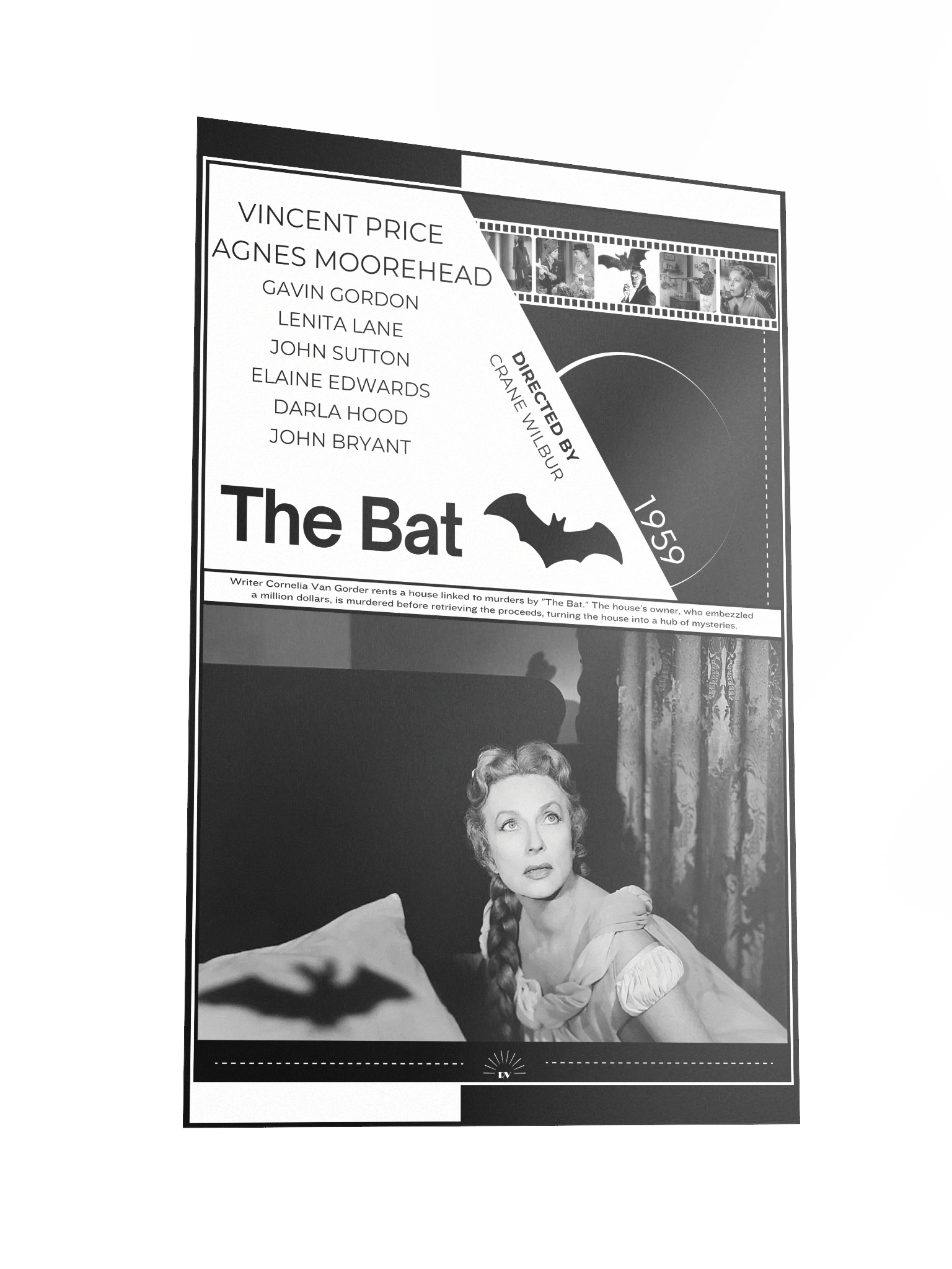The Bat with Vincent Price and Agnes Moorehead 1959 | Movie Poster | 12x18 Wall Art product image (2)