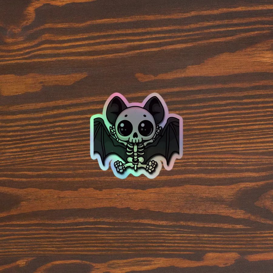 Whimsical Bat Skeleton Holographic Sticker Sheet product image (5)