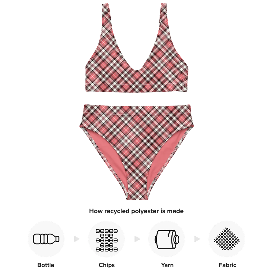 Coral Pink, Black, and White Plaid Bikini product image (10)