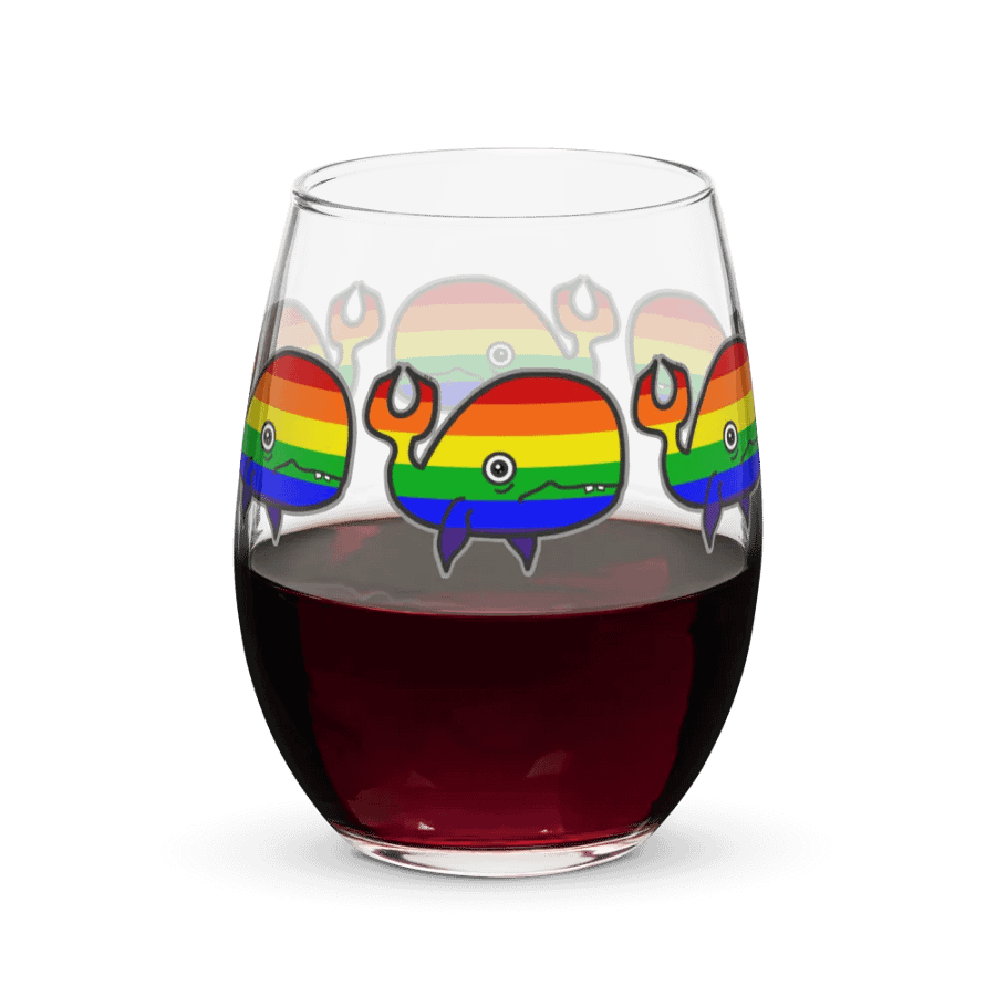 Rainbow Anxious but Proud Whale Stemless Wine Glass product image (8)