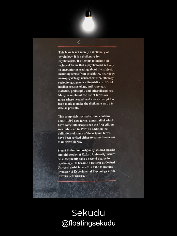 The Macmillan Dictionary of Psychology | Stuart Sutherland [Second-Hand] product image (2)