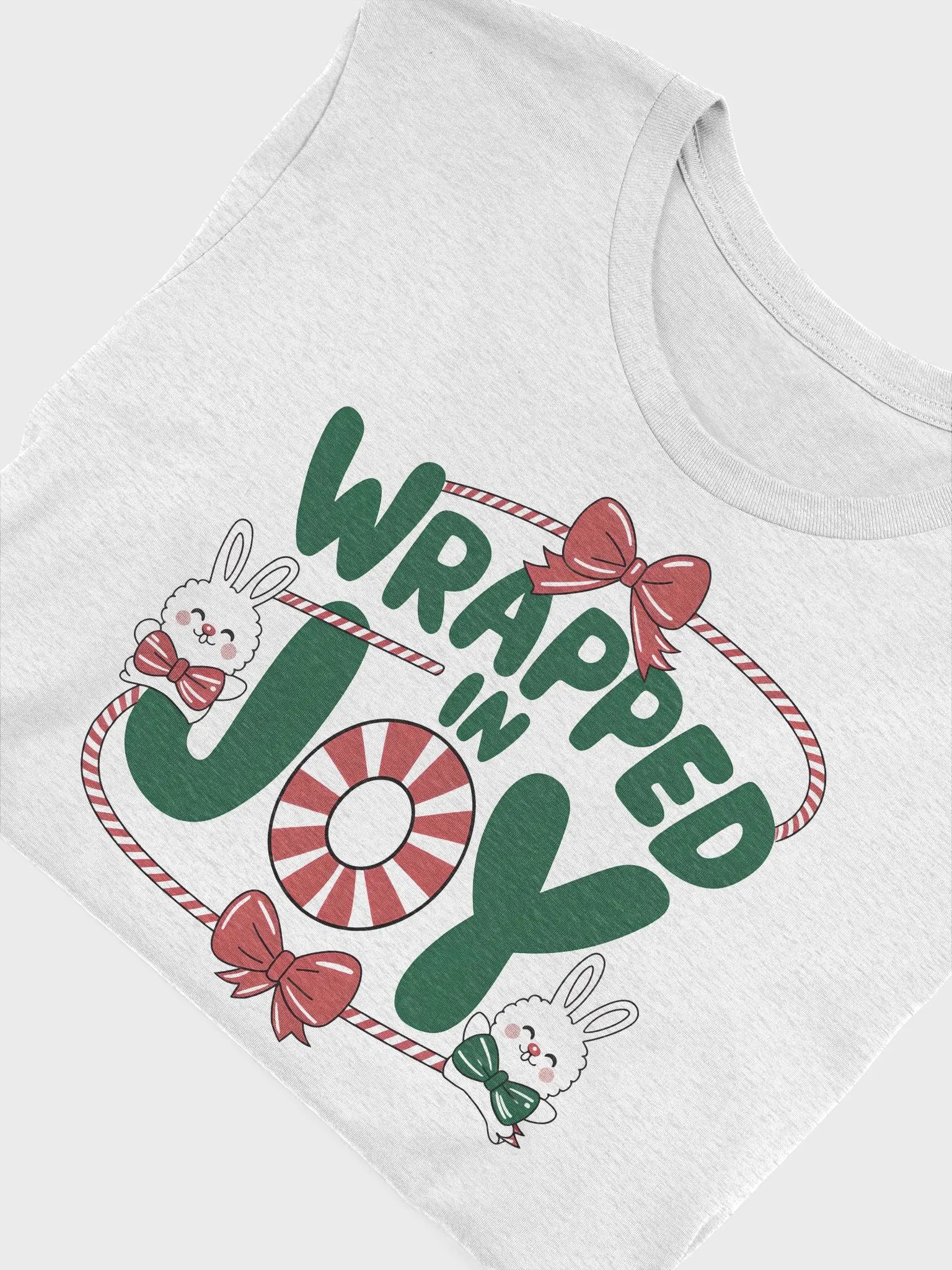 “WRAPPED IN JOY” t-shirt, holiday cheer, festive spirit, cheerful t-shirt, festive outfit, holiday-themed shirt, merry and bright, Christmas clothing, joyful design, gift idea product image (5)