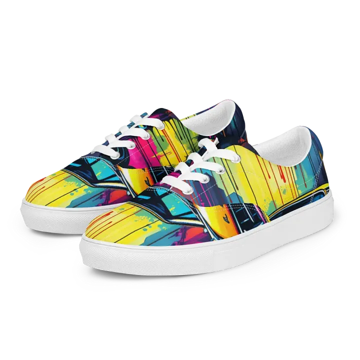 Pop Art Christine the car, women's Lace-Up Canvas Shoes product image (2)