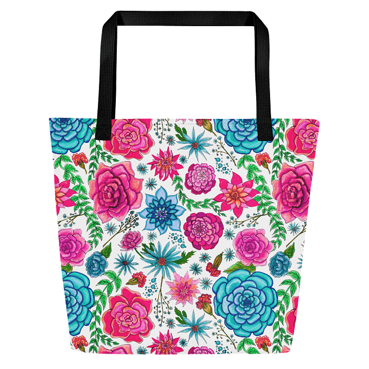 Bold Blooms | Vibrant Floral on White | Tote Bag by Monique Faella Designs™ product image (1)