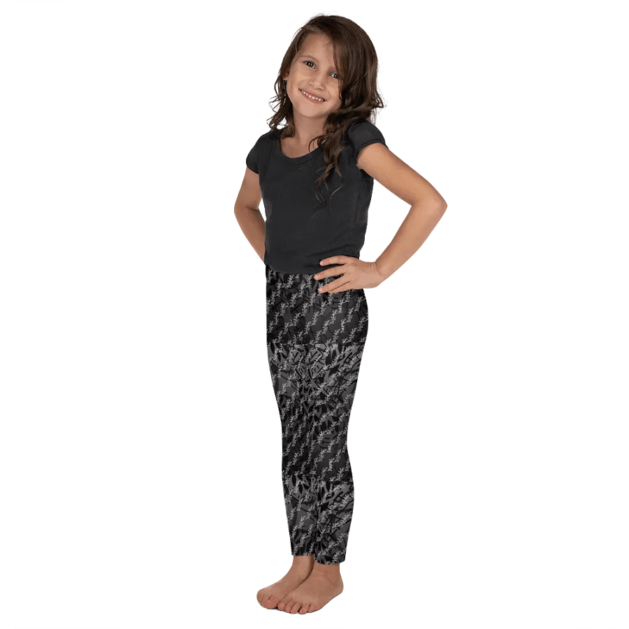 JoBeths' Signature Kids Leggings 👖 Black Leaves 🍃 Design product image (3)