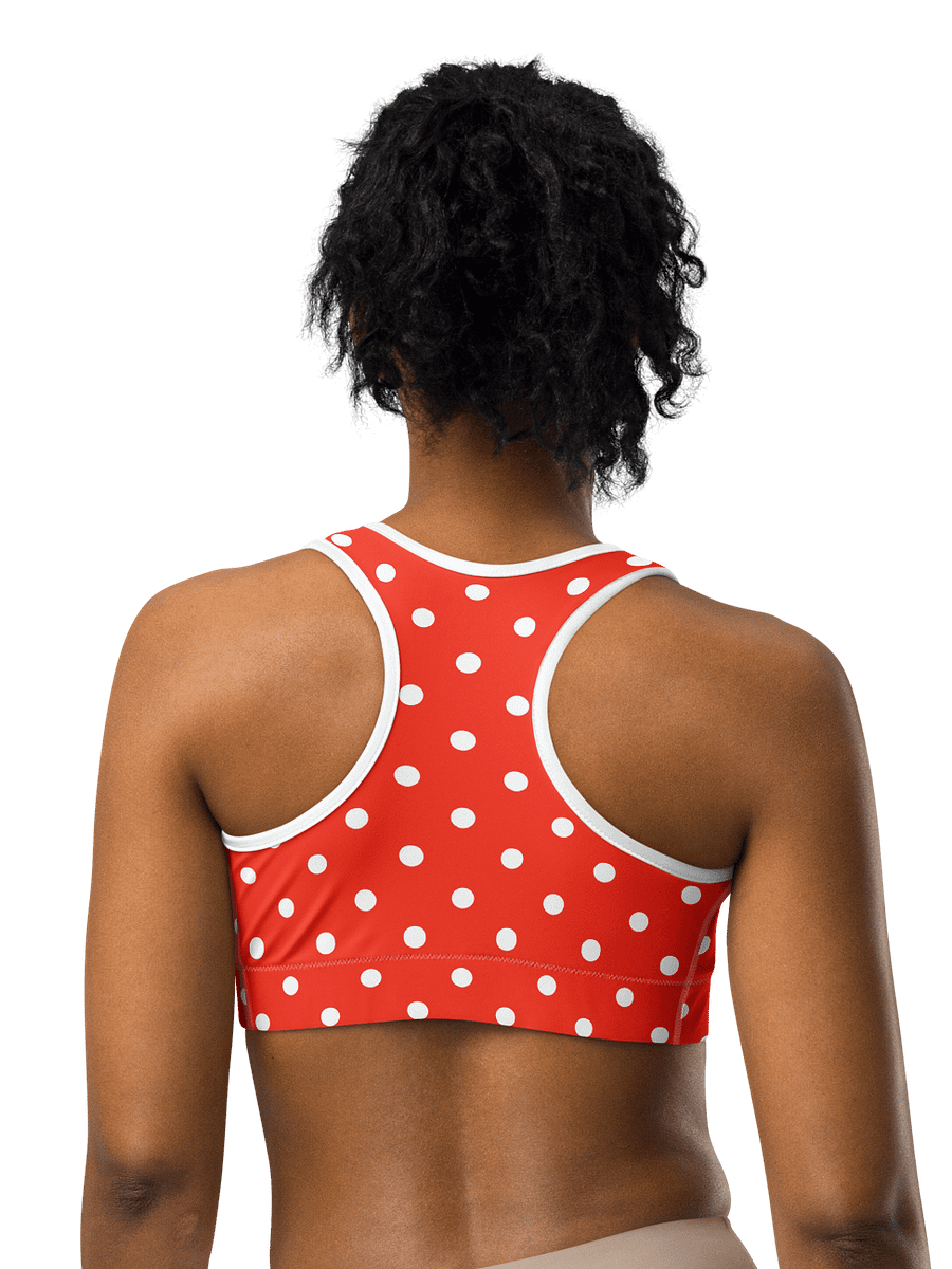 White Polka Dots on Red Sports Bra product image (4)