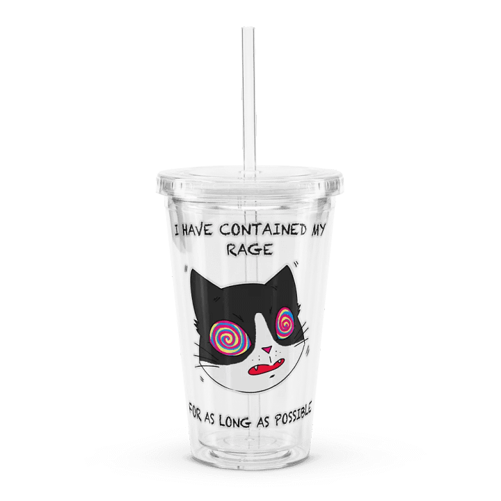Rage Cat Clear Plastic Tumbler product image (1)