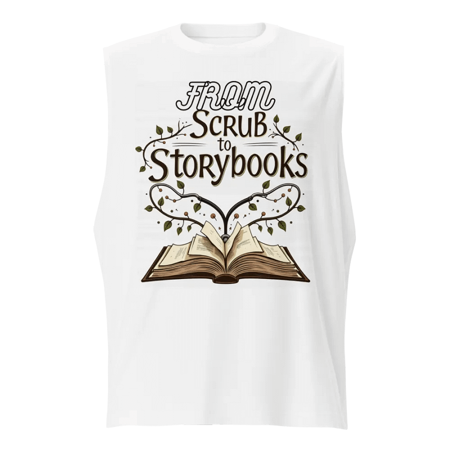 storybooks, stethoscope, Scrubs Muscle Tank product image (1)