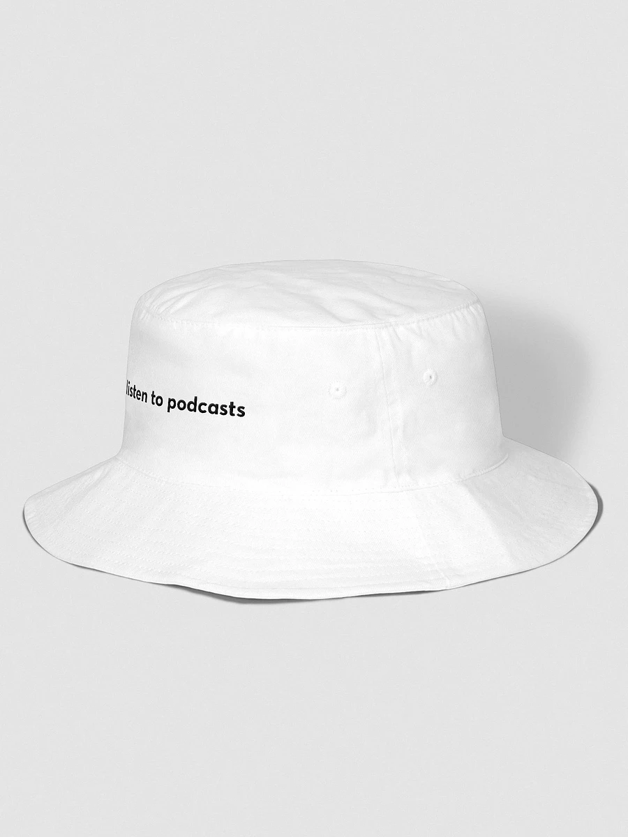 I listen to podcasts Flexfit Bucket Hat – White product image (2)