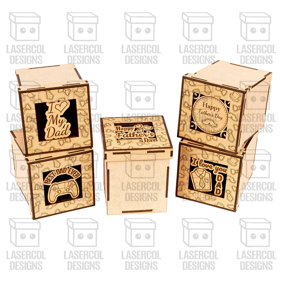 Father's Day Gift Boxes Set 2 (3 Sizes, 5 Styles) - Laser Cut Files product image (7)