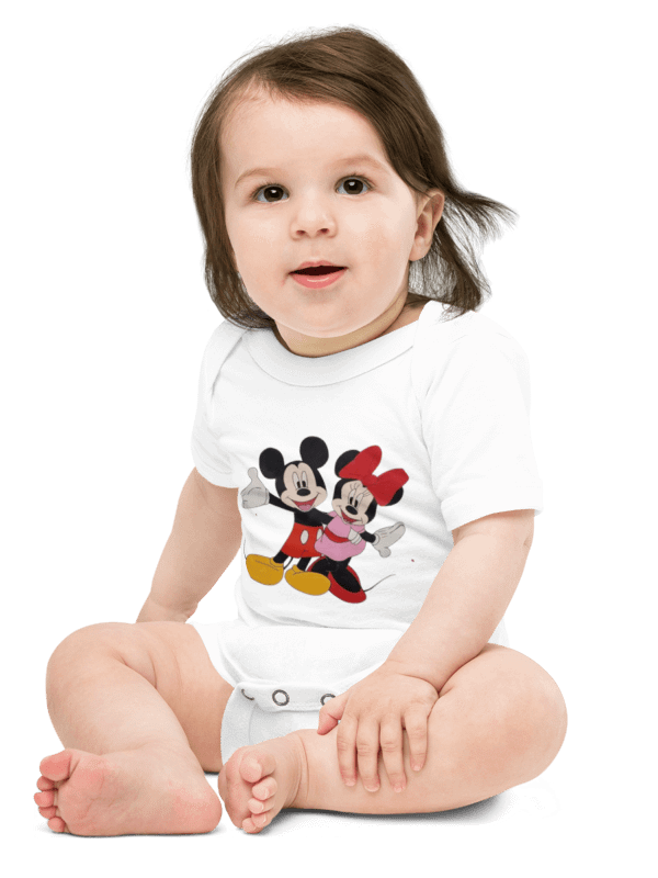 Mickey and Minnie mouse (art by Dina R.) acrylic painting picture - Baby Short Sleeve One Piece product image (6)