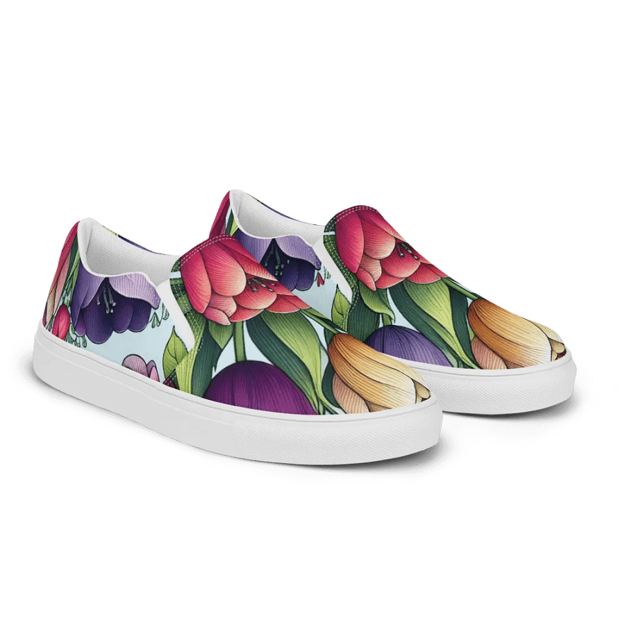 Women's Slip-On Canvas Shoes | KI-Design des Tulpen-Mandala-Motivs product image (3)