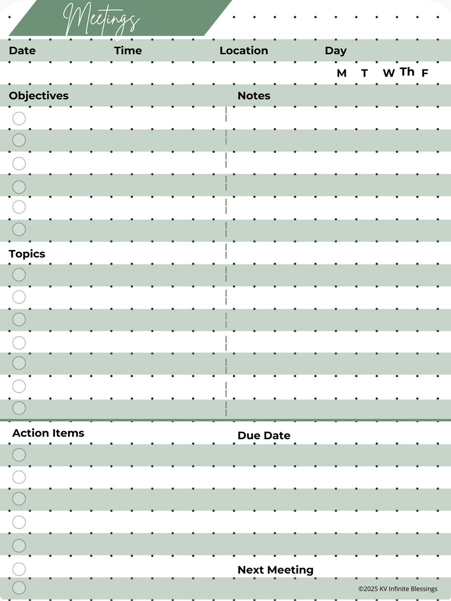 Meeting Agenda & Notes | Digital & Printable Bullet Journal Layout for Educators product image (2)