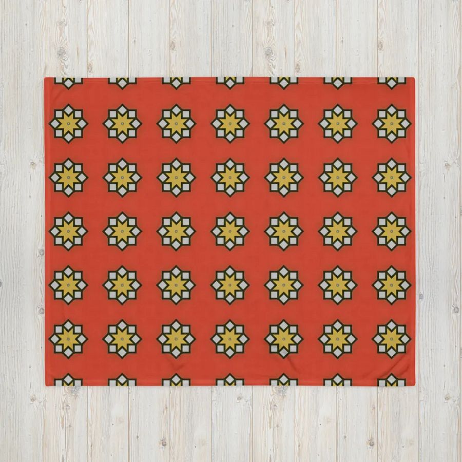Red Yellow & Grey Star Throw Blanket product image (6)