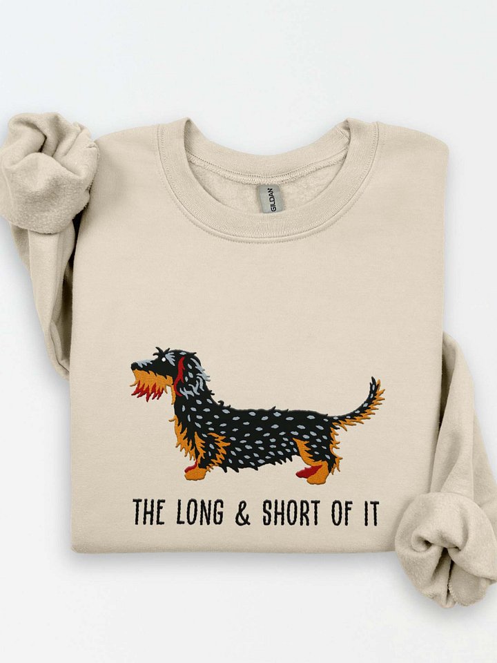 The Long & Short of It Sweatshirt (Embroidered) of a Wirehaired Dachshund(Salt & Pepper) product image (1)