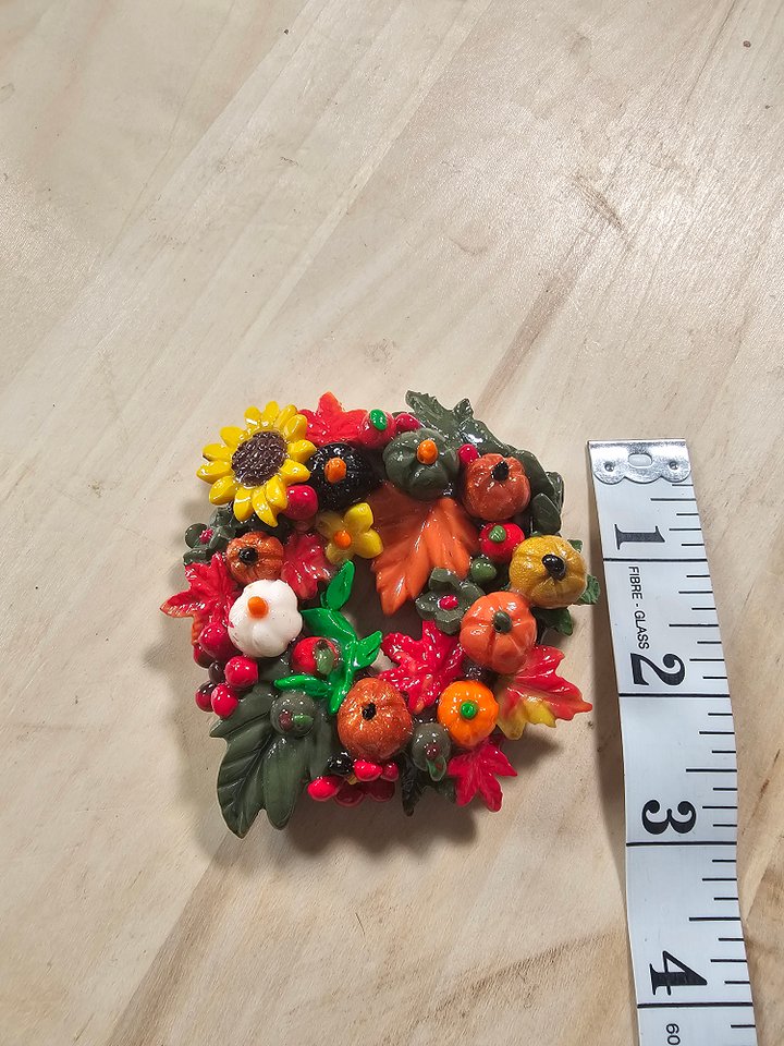 Pumpkin Harvest Wreath Magnet – Handmade Polymer Clay Fall Decor product image (1)
