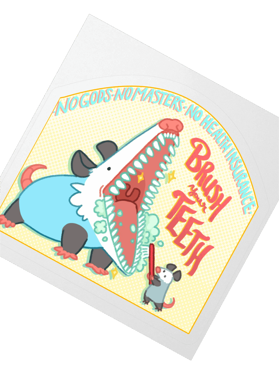 Brush your teeth possum sticker product image (4)