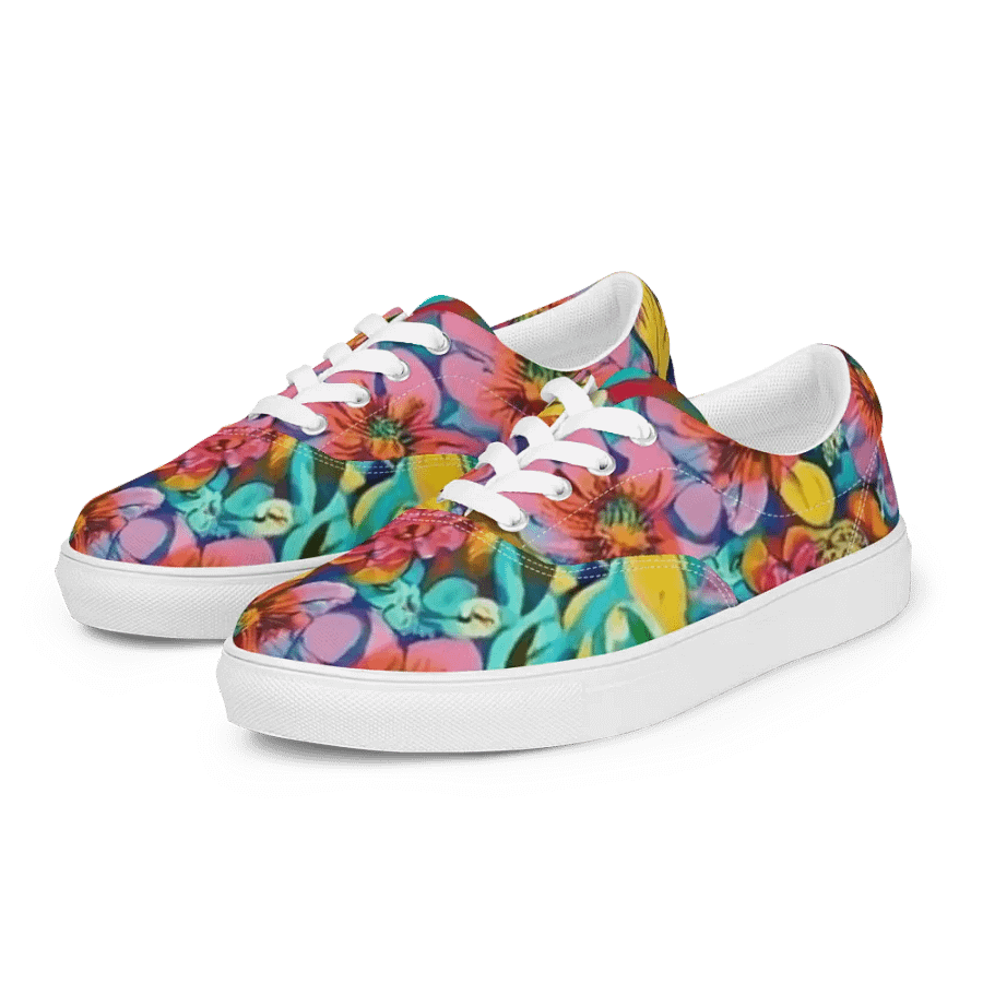 Abstract Floral Pastel 2 _ Custom Lace Up Shoes _ Calceonova Streetwear Woman Sneakers product image (9)