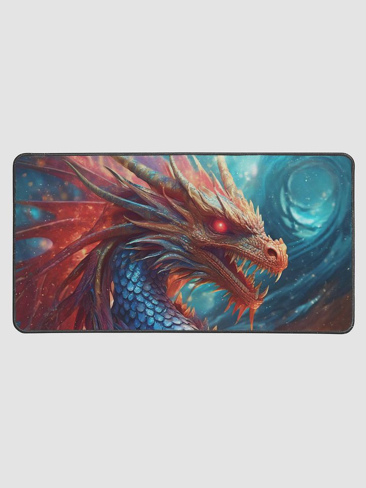 Close up of mystic dragon, like a phoenix, red and blue colors illustration-Gaming Desk Mat 15.5