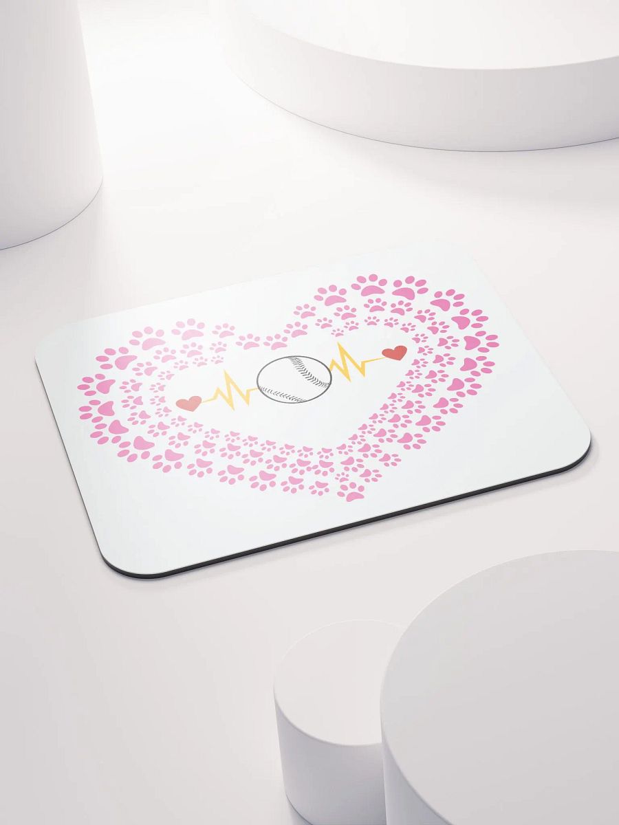 Heart Paw Print Baseball Mouse Pad product image (4)