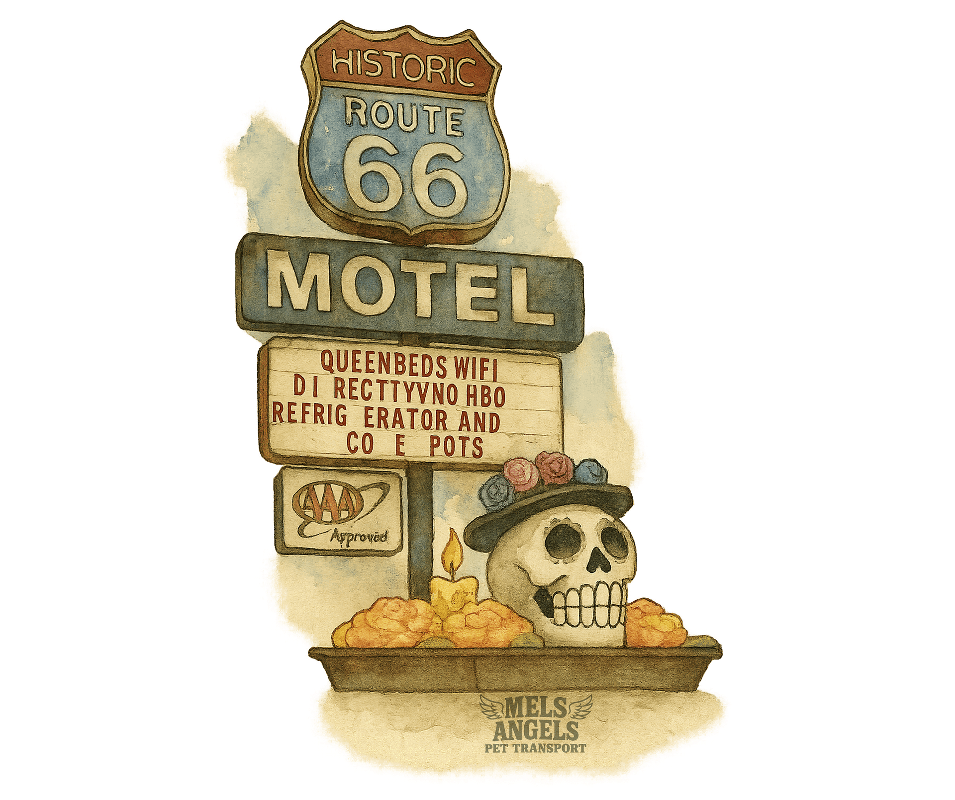Route 66 Motel Skull T-Shirt – Vintage Día de los Muertos Inspired Graphic Tee | Bella Canvas Unisex product image (10)