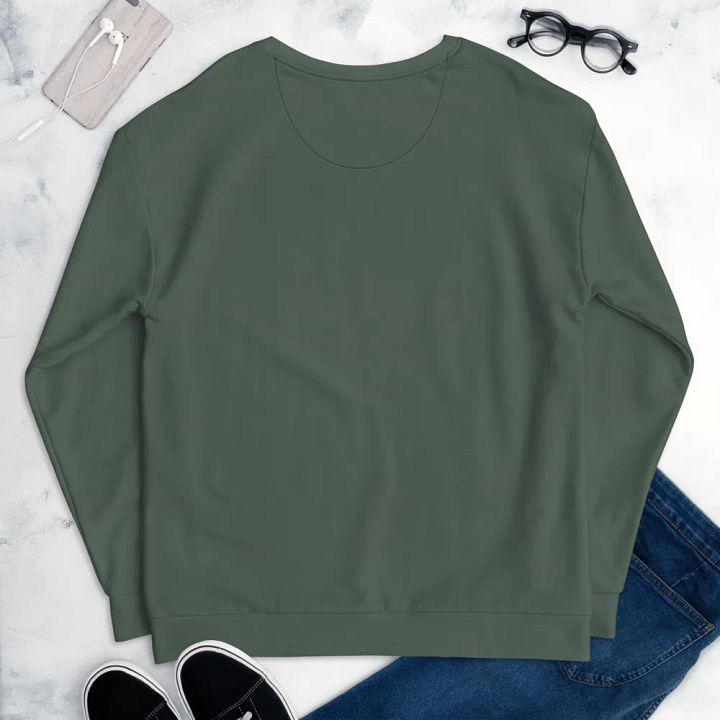 Plain Dark Sage Green Soft Summer Unisex Recycled Polyester Heavyweight Premium Sweatshirt by Treasure Pie product image (2)