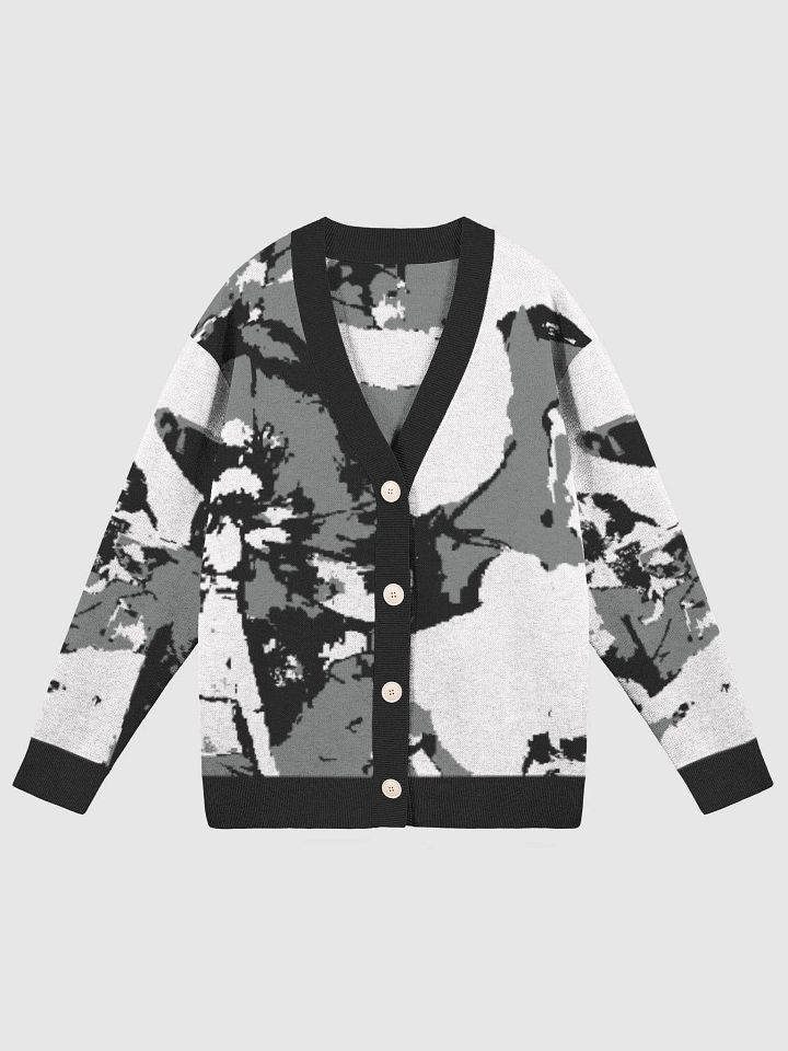 Miniaday Designs Abstract Floral Black and White Knitted Sweater Without Pocket product image (1)