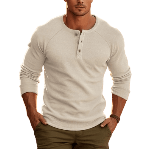 Men's Bottoming Shirt Henry Collar Long-sleeved T-shirt product image (2)