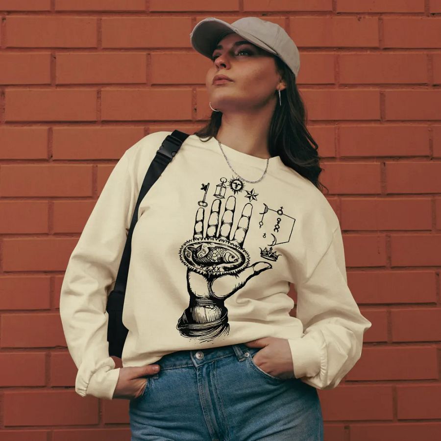 [Hand of Mysteries 3 - Black] - Unisex Premium Heavyweight Long Sleeve Shirt product image (8)
