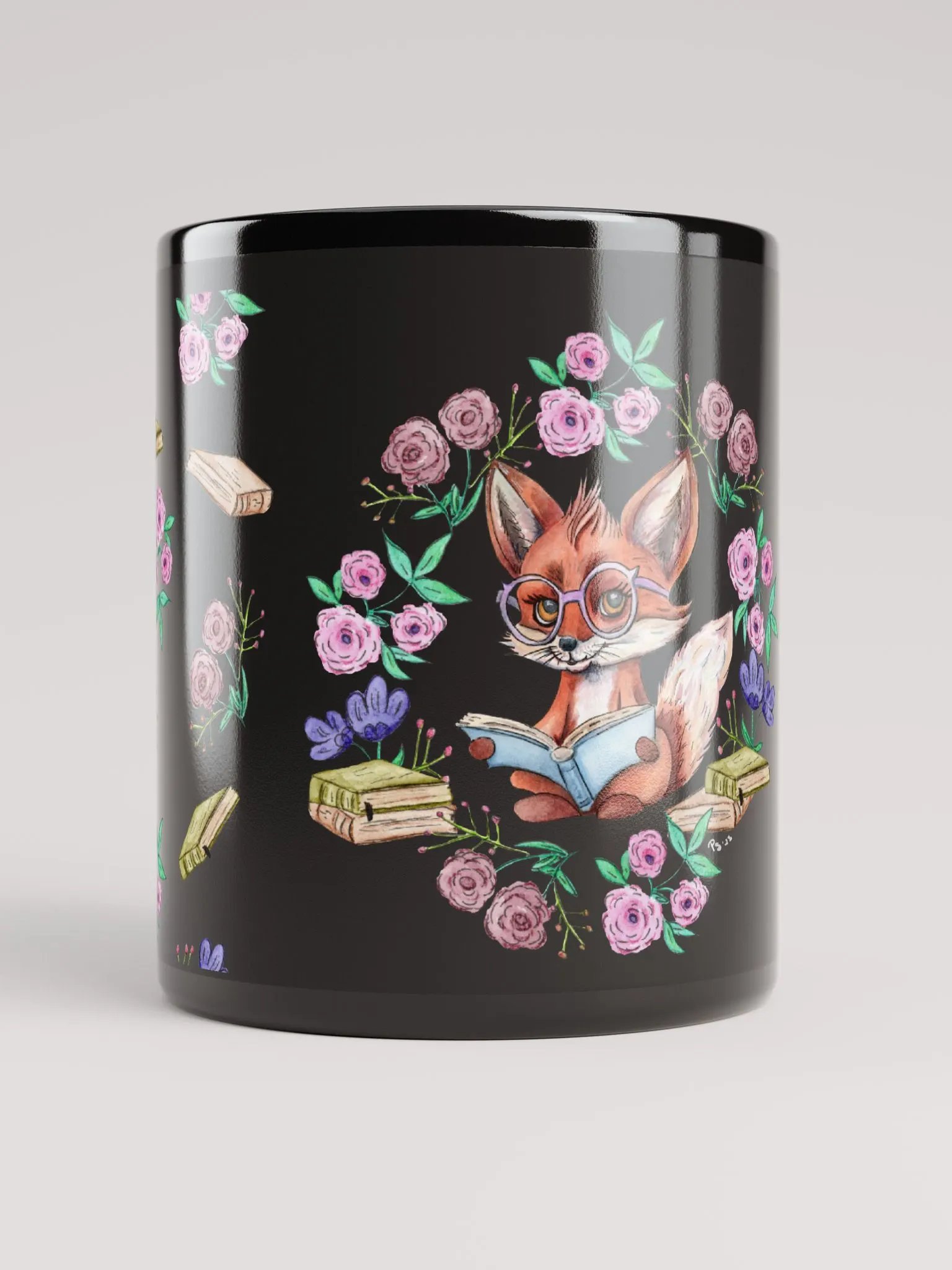 Book Smart Fox 11 0z black mug product image (1)