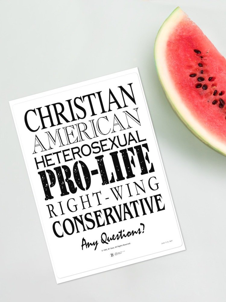 Christian American, Stickers. Patriotic Conservative Christian, Pro Life Right Wing, Heterosexual American Pride, Stickers. product image (6)