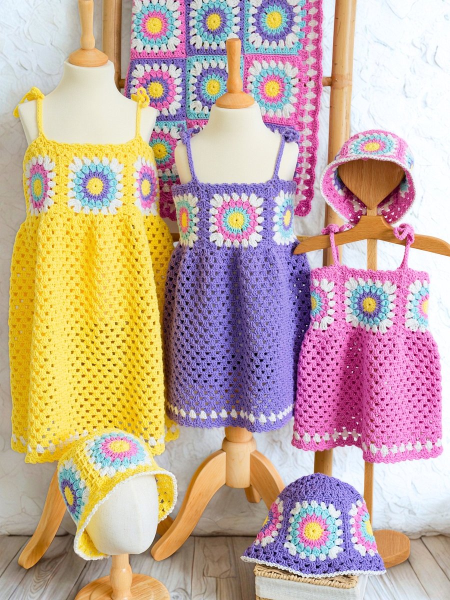 Delightful Days Dress | Crochet Sunburst Granny Square Dress Pattern | Baby to Kids Sizes 0-10 | PDF Pattern product image (2)