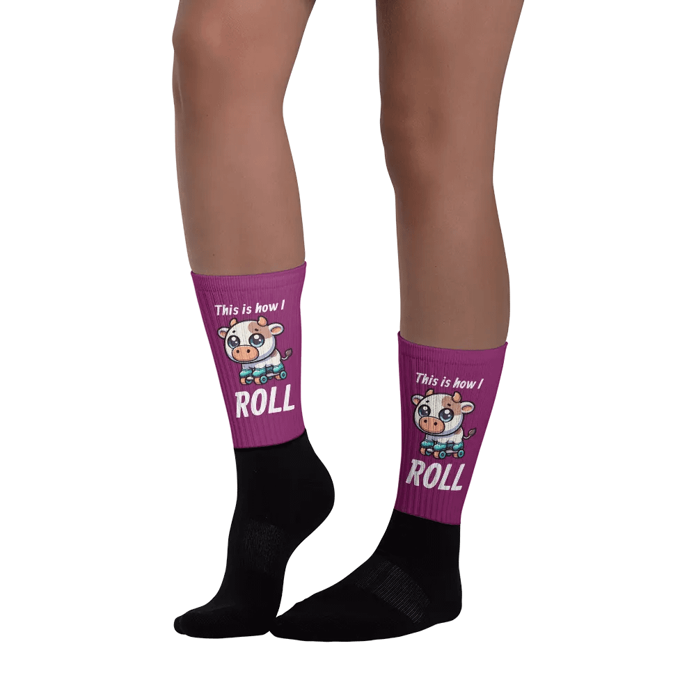 Rollerblading Cow Funny Socks product image (4)
