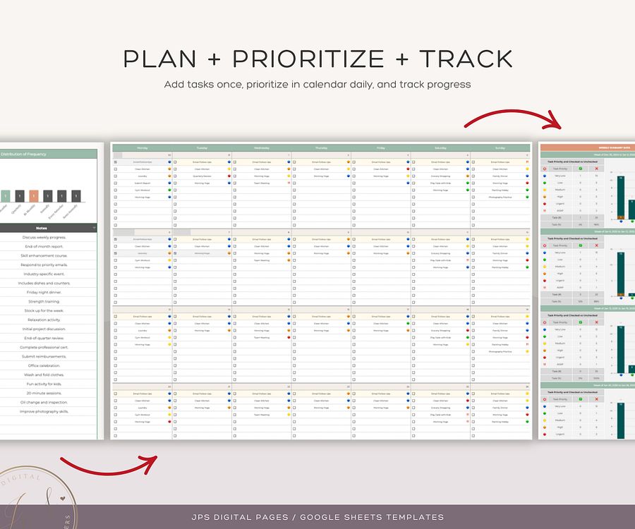 Recurring Task Manager, Google Sheets Template, Dynamic Monthly Calendar product image (7)