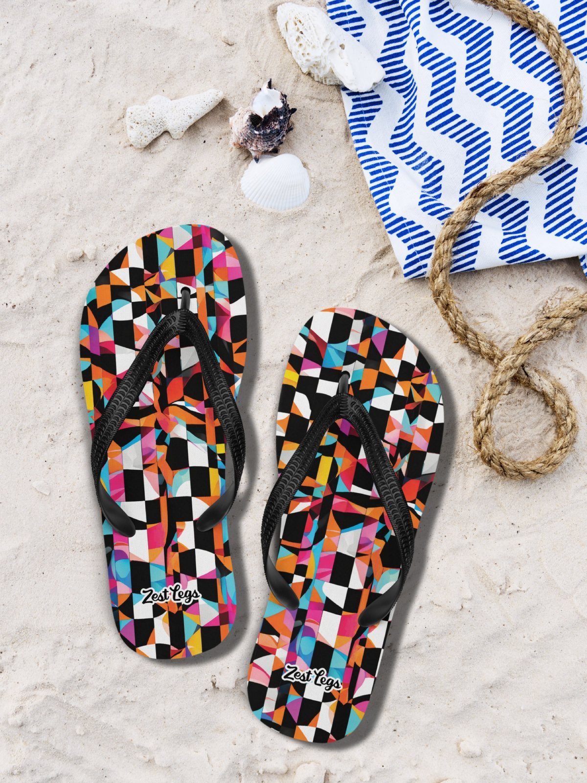 Flip flops "Colorful Modern Abstract Checkered Art" product image (1)