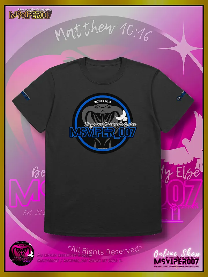 T-Shirt - "MsViper_007™ Brand Classic [blue/blk emblem] Support&Sport" - Streetwear/Cozy Lightweight T-Shirt By Anna H. product image (1)