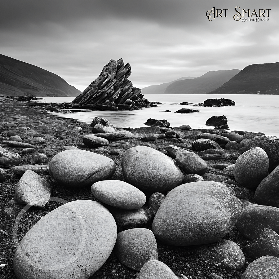 Poster - Rocky Shores in Black and White product image (1)