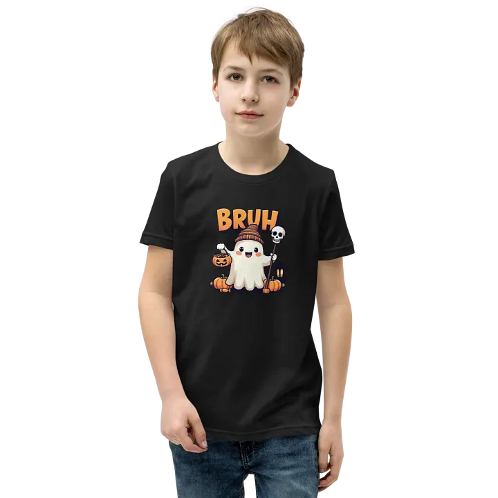 Spooky Ghost Bruh Halloween Youth T-Shirt product image (1)